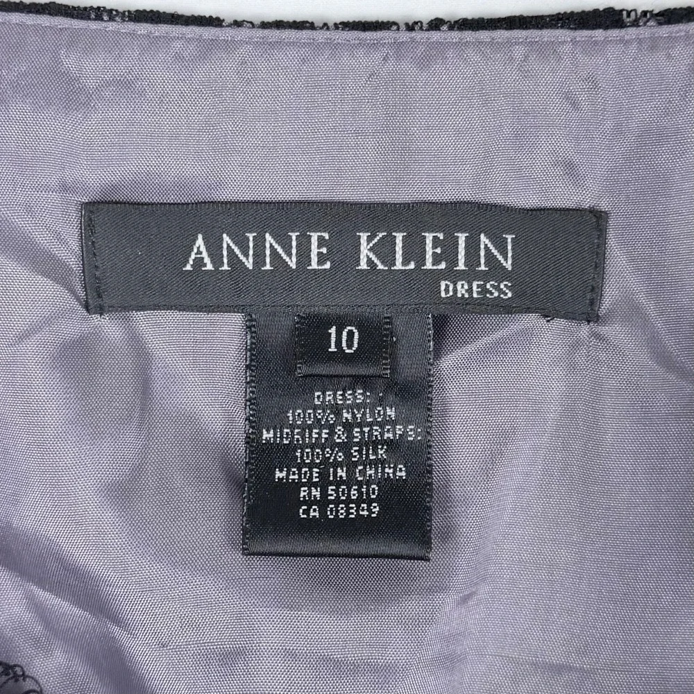 Anne Klein Dress 10 Purple Black Lace Spaghetti Strap Y2K Cocktail Whimsigoth - Picture 3 of 9